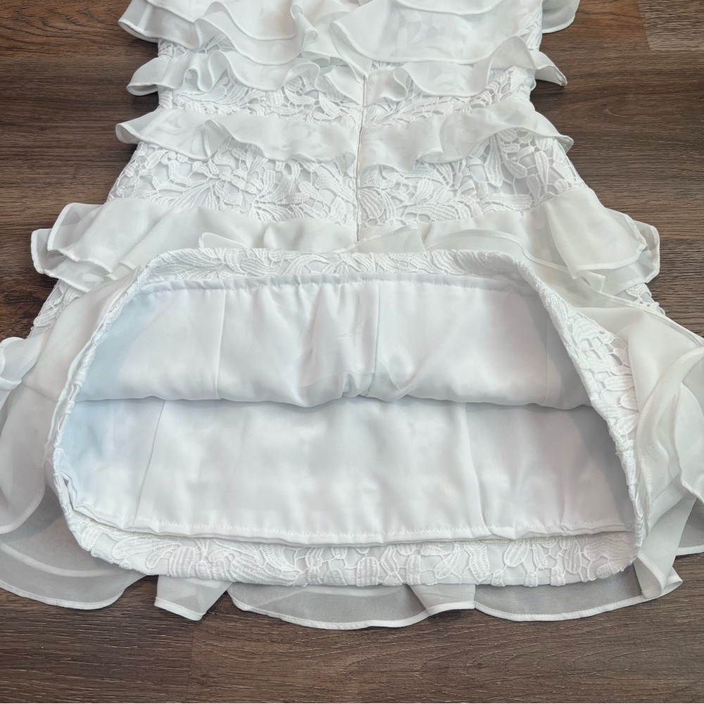 Lilly Pulitzer White Lace Ruffle Tiered Dress Size 2 Chiffon Mini Dress Bridal - Picture 5 of 9